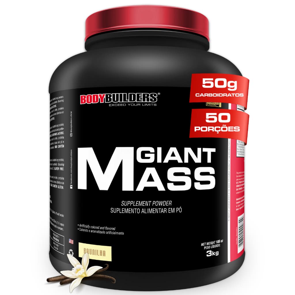 Hipercalórico Giant Mass 3kg - Aumento de massa muscular e Força - Bodybuilders
