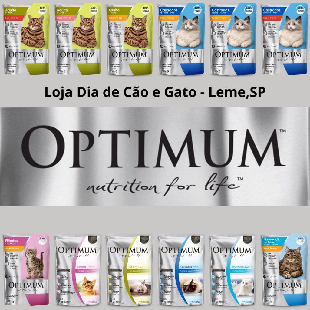 Kit com 10 a 50 Sachês Optimum 85g para Gatos - Ração Úmida