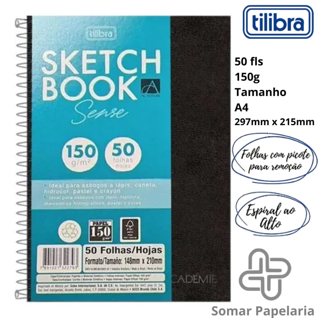 Caderno Desenho Sketchbook Academie Tilibra