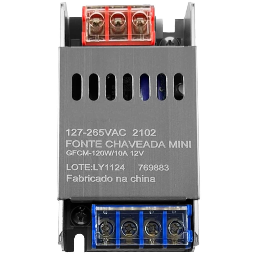 Fonte Driver Slim Perfil 12v 10a 120w Para Fita Led E Perfil