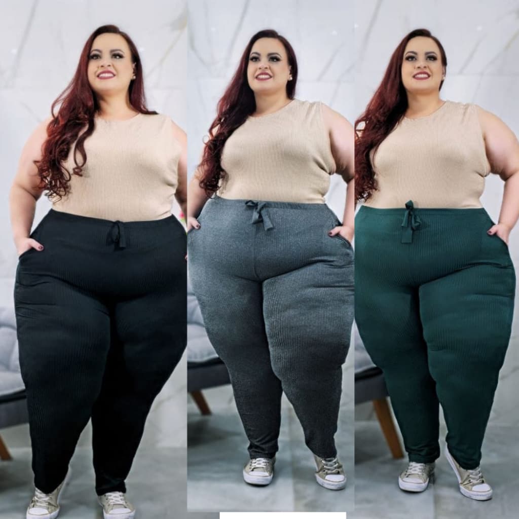 Kit c/ 2 Calças Feminino Estilo Legging Lisa Canelada Quentinha Inverno