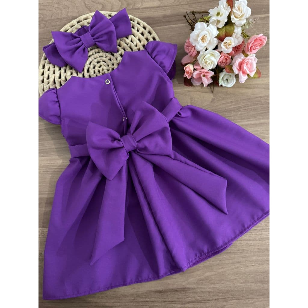 Vestido Infantil Menina Baby  roxo lilas festa aniversario bebe laço