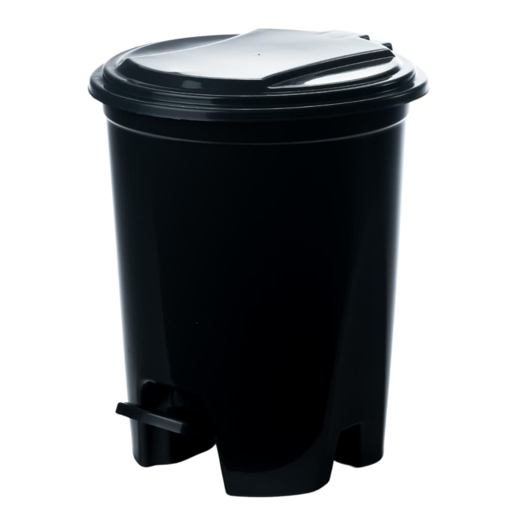 Lixeira com Pedal 7 Litros Preta Plástico Resistente com Tampa – Ideal para Banheiro, Cozinha e Escritório