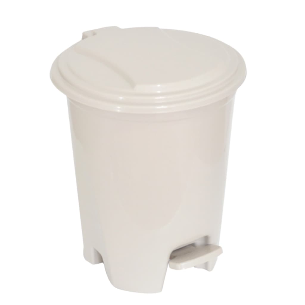 Lixeira com Pedal 7 Litros Bege Plástico Resistente com Tampa – Ideal para Banheiro, Cozinha e Escritório