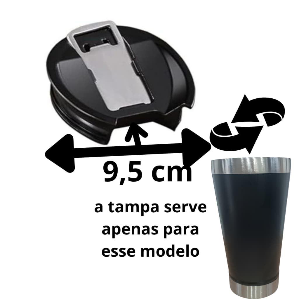 tampa para copo termico 473 ml com abridor de garrafas