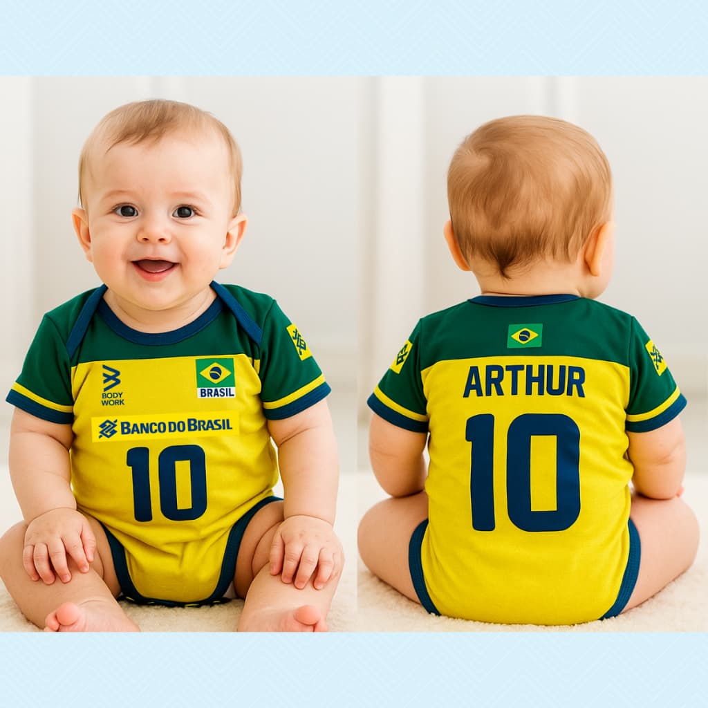Body bebê Vôlei seleção brasileira personalizado com nome