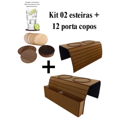 Esteira MDF para Braço de Sofá com Porta Copo e Porta Controle
