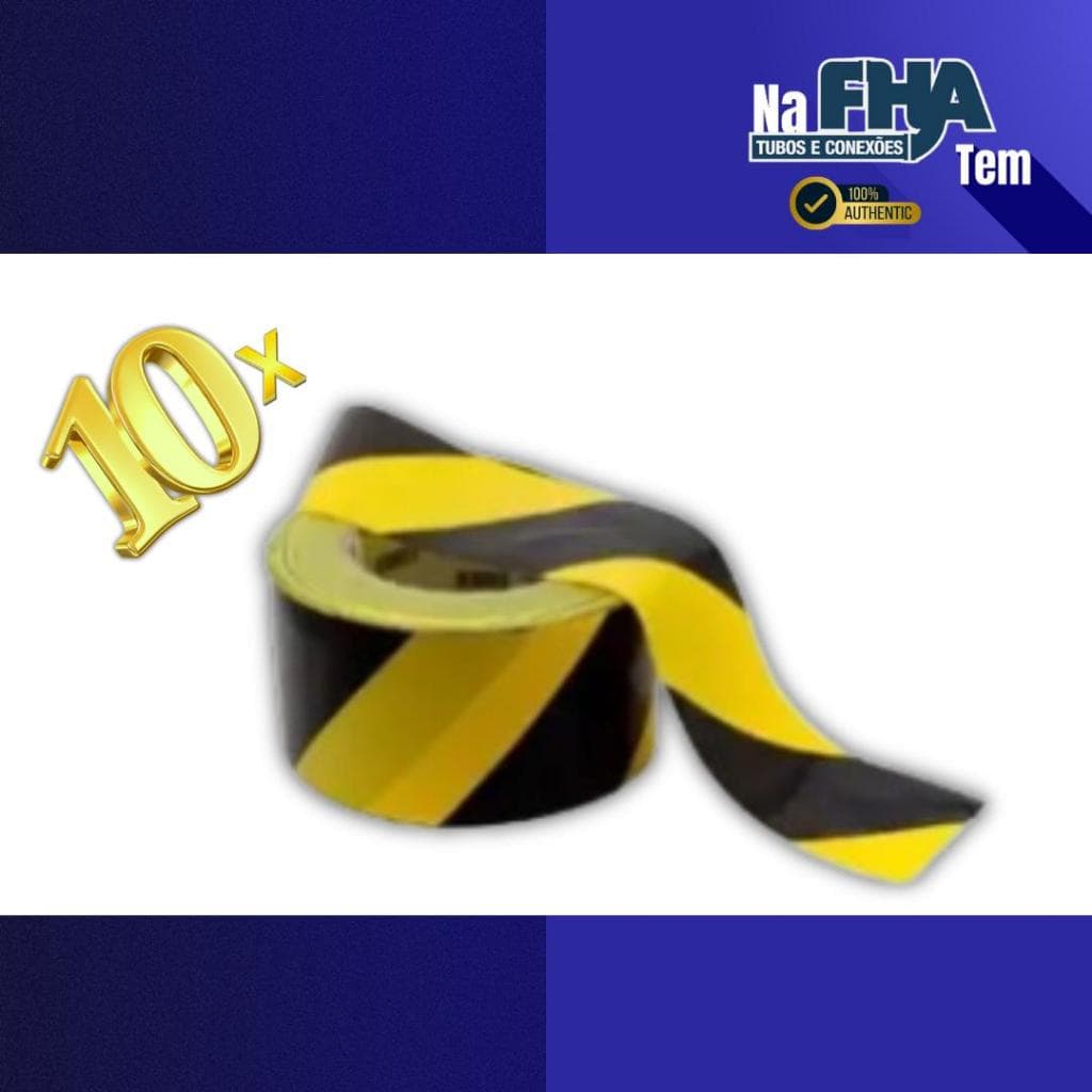 Fita Zebrada Amarela/ Preta 7 cm x 200mts 10 UNIDADES