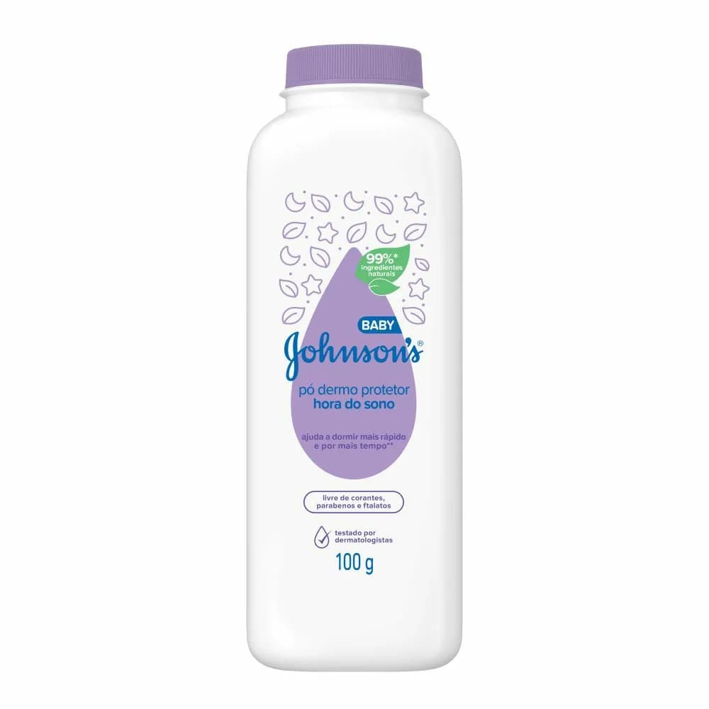Pó Dermo Protetor Johnson's Baby Hora do Sono 100g | Talco Suave com 99% Ingredientes Naturais, Sem Corantes