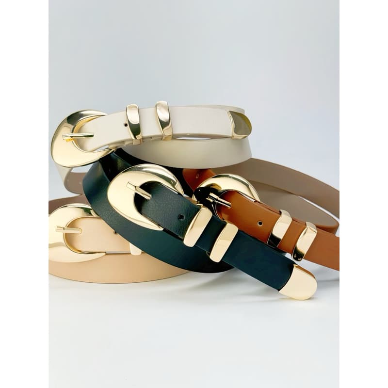 Cinto feminino fivela especial dourado lançamento