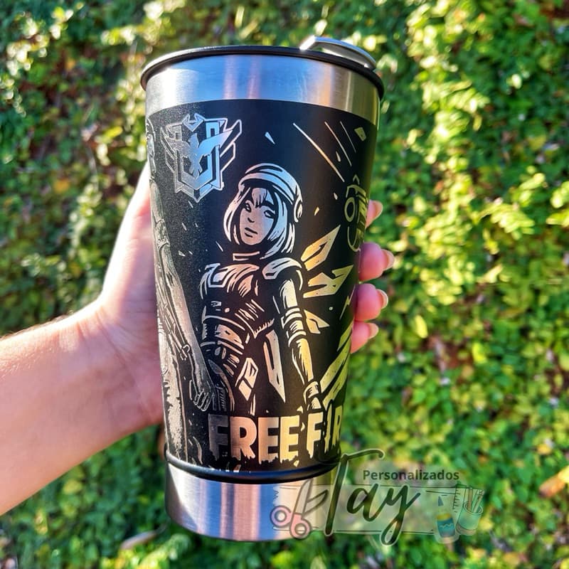 Copo Térmico FREE FIRE  Personalização em 360 Graus 473 ML Personalizado Time