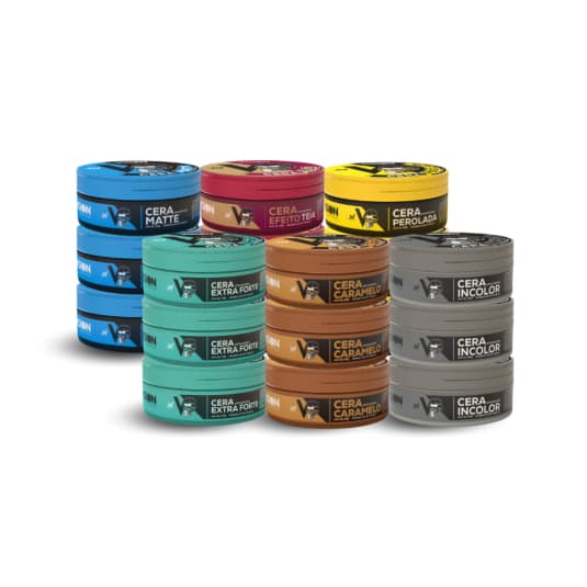 Kit 18 Cera Pomada Modeladora Vision Barber Shop 130g Barba Cabelo Bigode