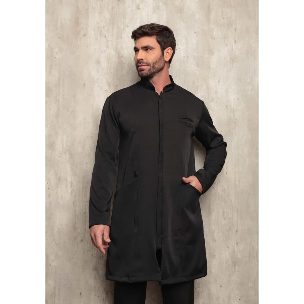 Jaleco Masculino Conforto Ziper Gabardine com Elastano e Punhos Baltic Preto Gardenia Jalecos