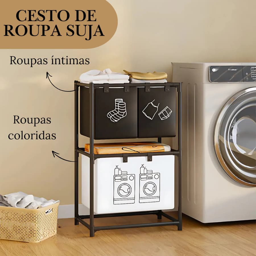 Cesto de Roupa Suja de Aço de Grande Capacidade - Cesto Versátil para Roupas Sujas
