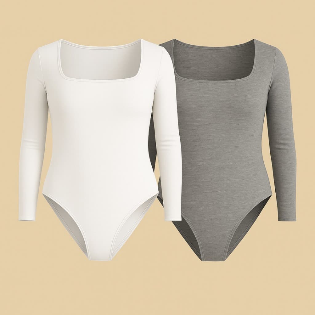 Kit 2 Body Plus Size Feminino Manga Longa Decote Quadrado | Roupa Moderna Confortável