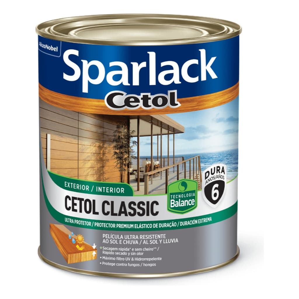 Sparlack Cetol Classic Base Agua Brilhante Cor Imbuia Ultra Protetor Elastico dura 6 Anos 900ml Cor Imbuia