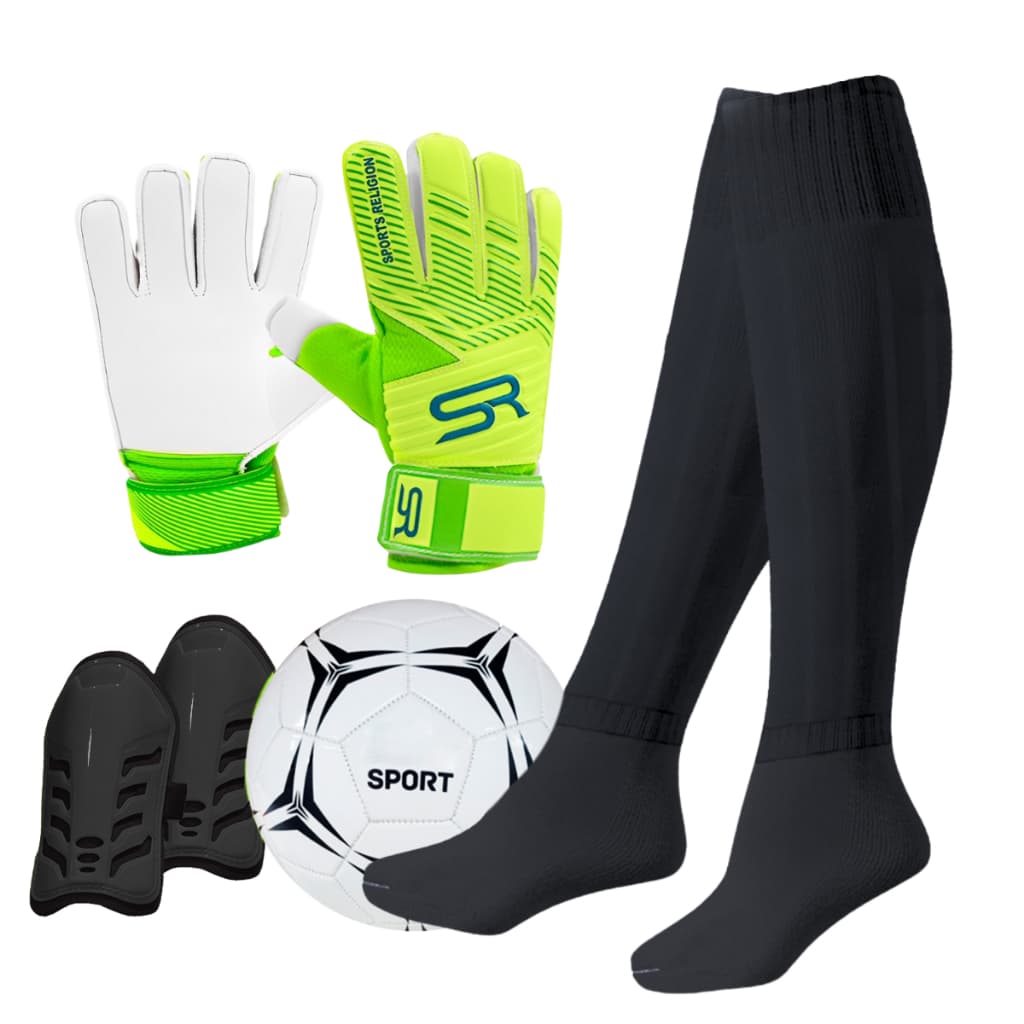 Kit Kids Futebol Luva Goleiro + Meião + Caneleira + Bola