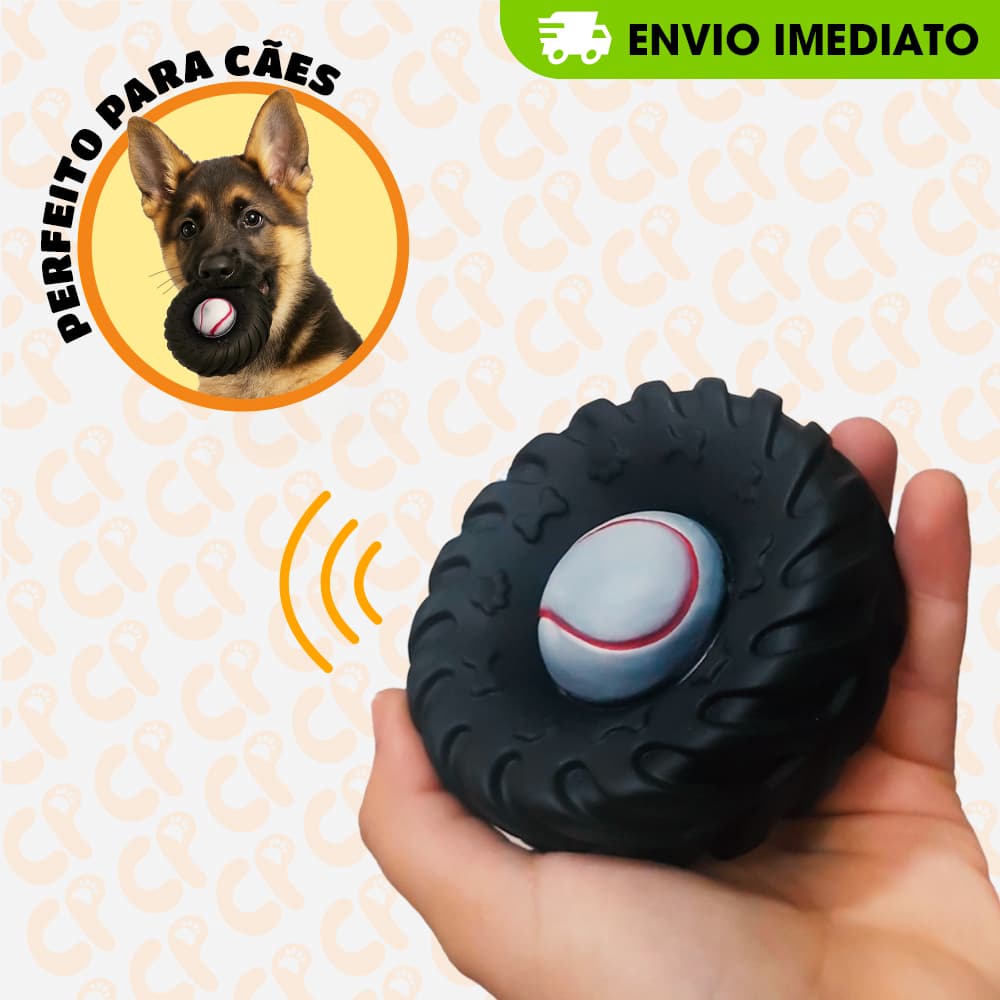 Pneu Mordedor Pet com Apito 10cm – Para Cães Ativos! 🐾🔊
