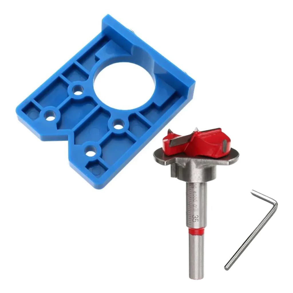 Kit Broca Forstner 35mm Dobradiça Com Limitador E Gabarito