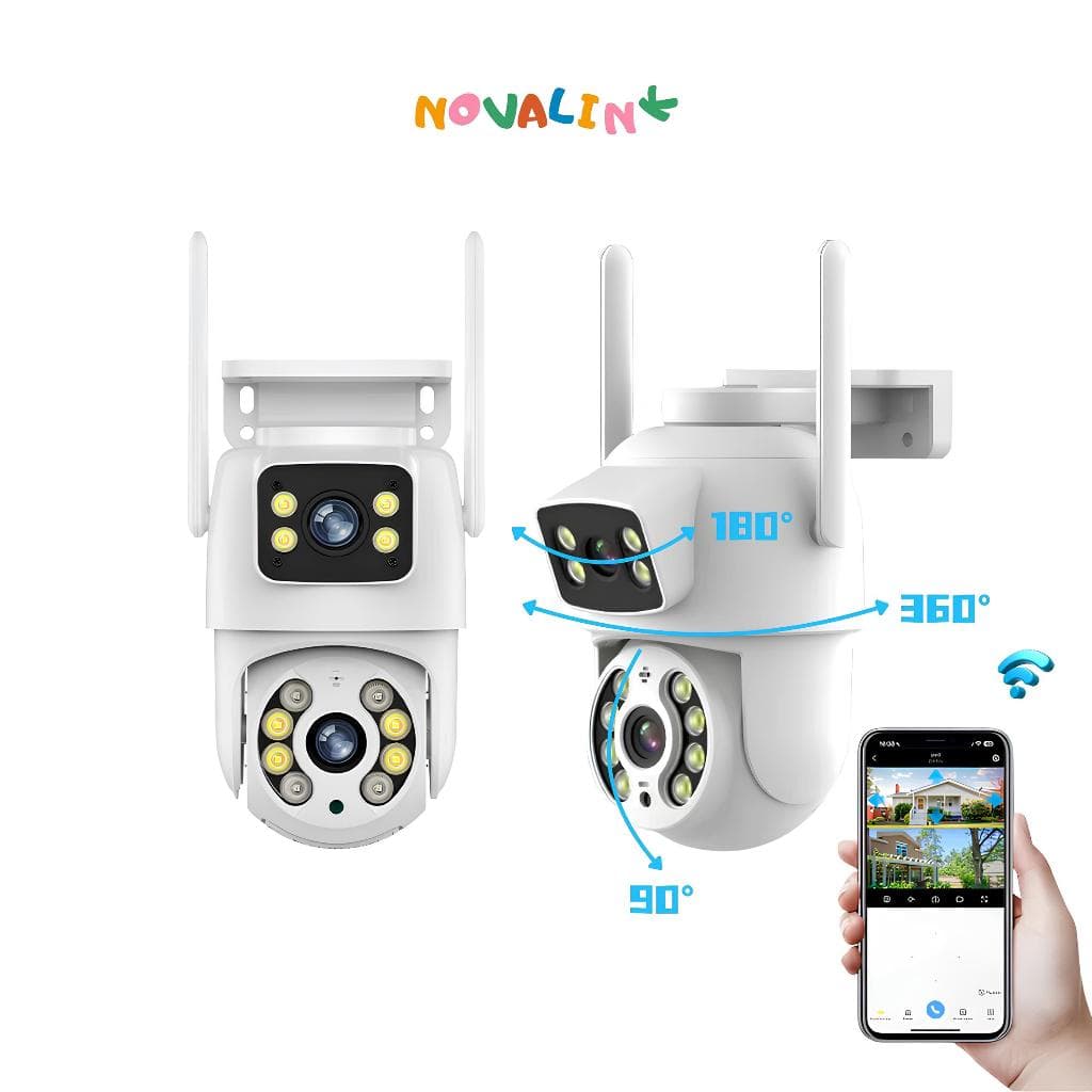 Câmera De Segurança com Lente Dupla ICSEE 360° Sensor Movimento Visão Noturna Giratória Wi-Fi