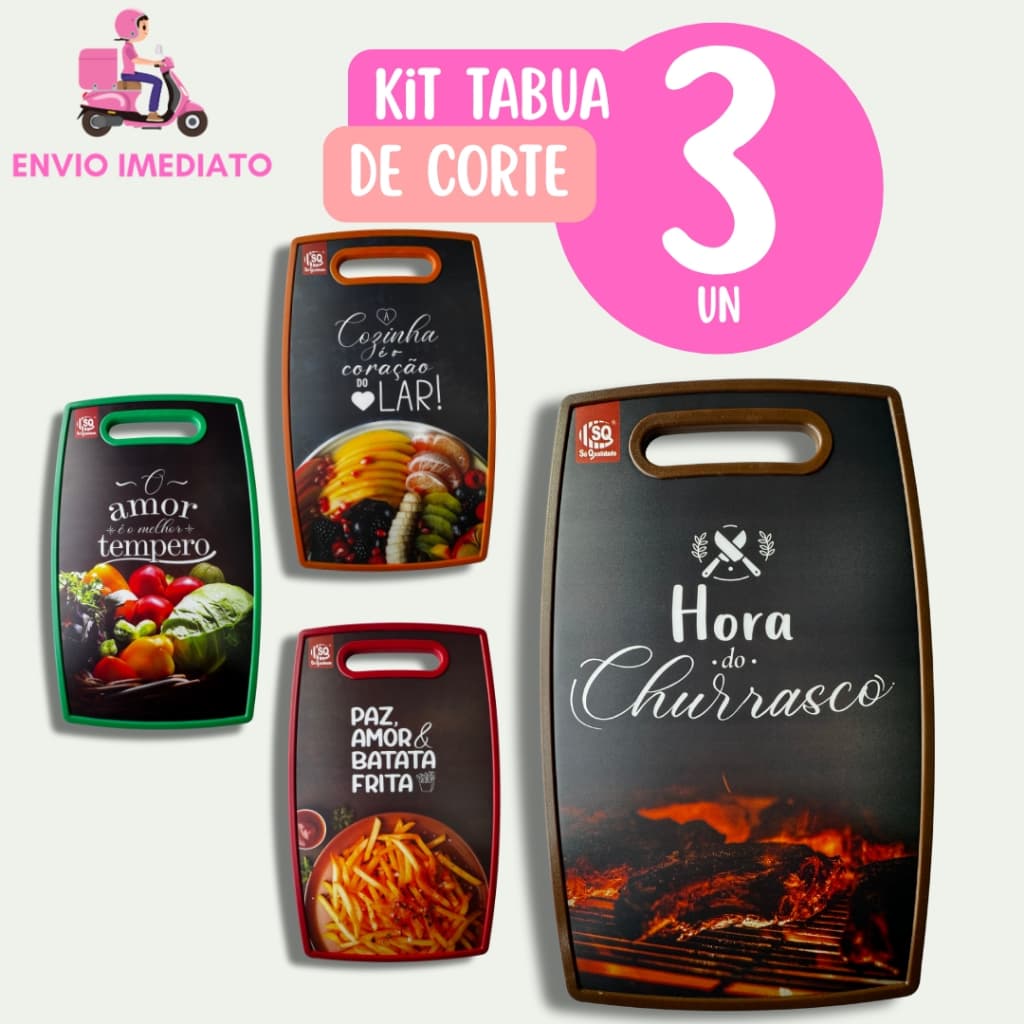 3 Tábuas de Corte Grande de Cozinha para Legumes Comida Carne Salada Para Churrasco Casa