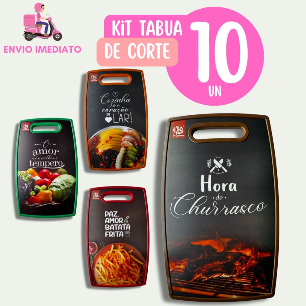 Kit 10 Tábuas de Corte Grande de Cozinha para Legumes Comida Carne Salada Para Churrasco Casa