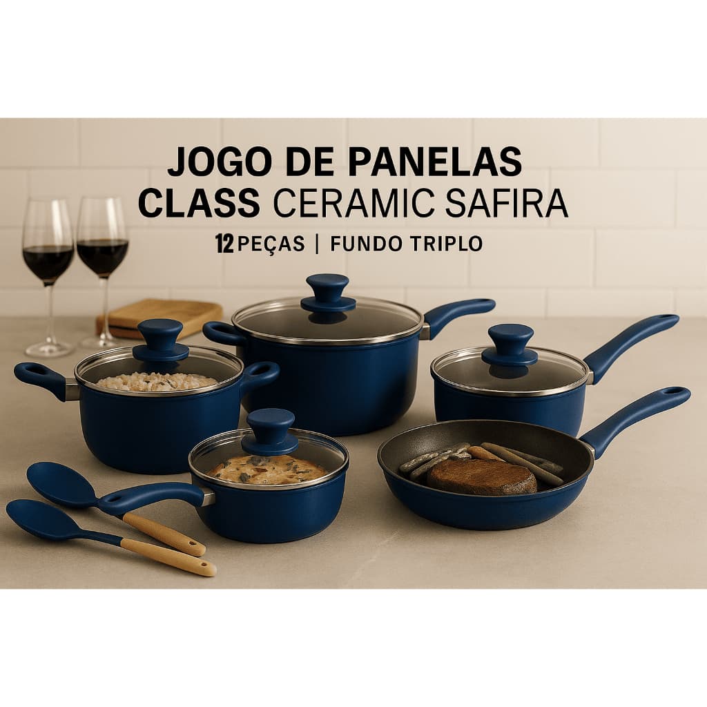 Jogo de Panelas 12 Peças Indução Gás Conjunto de Panelas Revestido em Cerâmica Granito Antiaderente