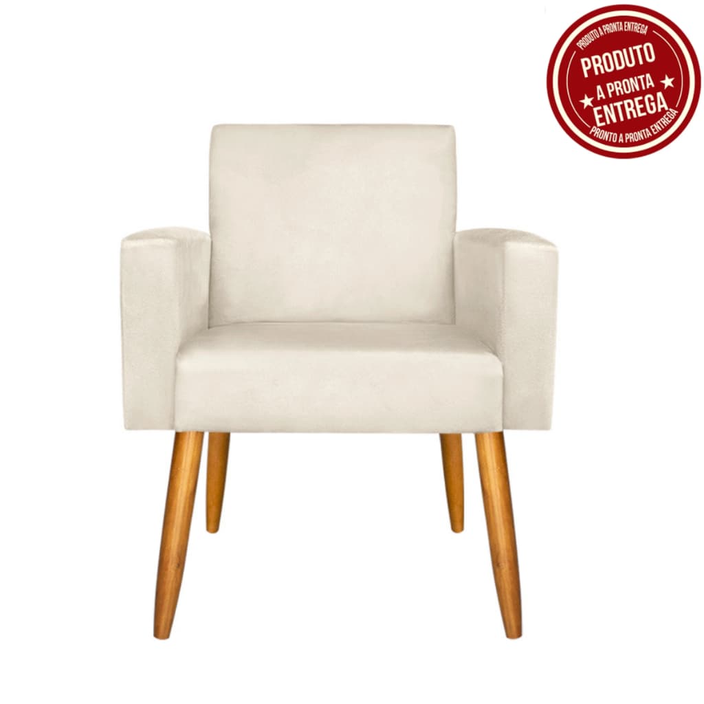 Poltrona Nina Decorativa para quarto- sala - Consultório - Escritório - Cor Bege