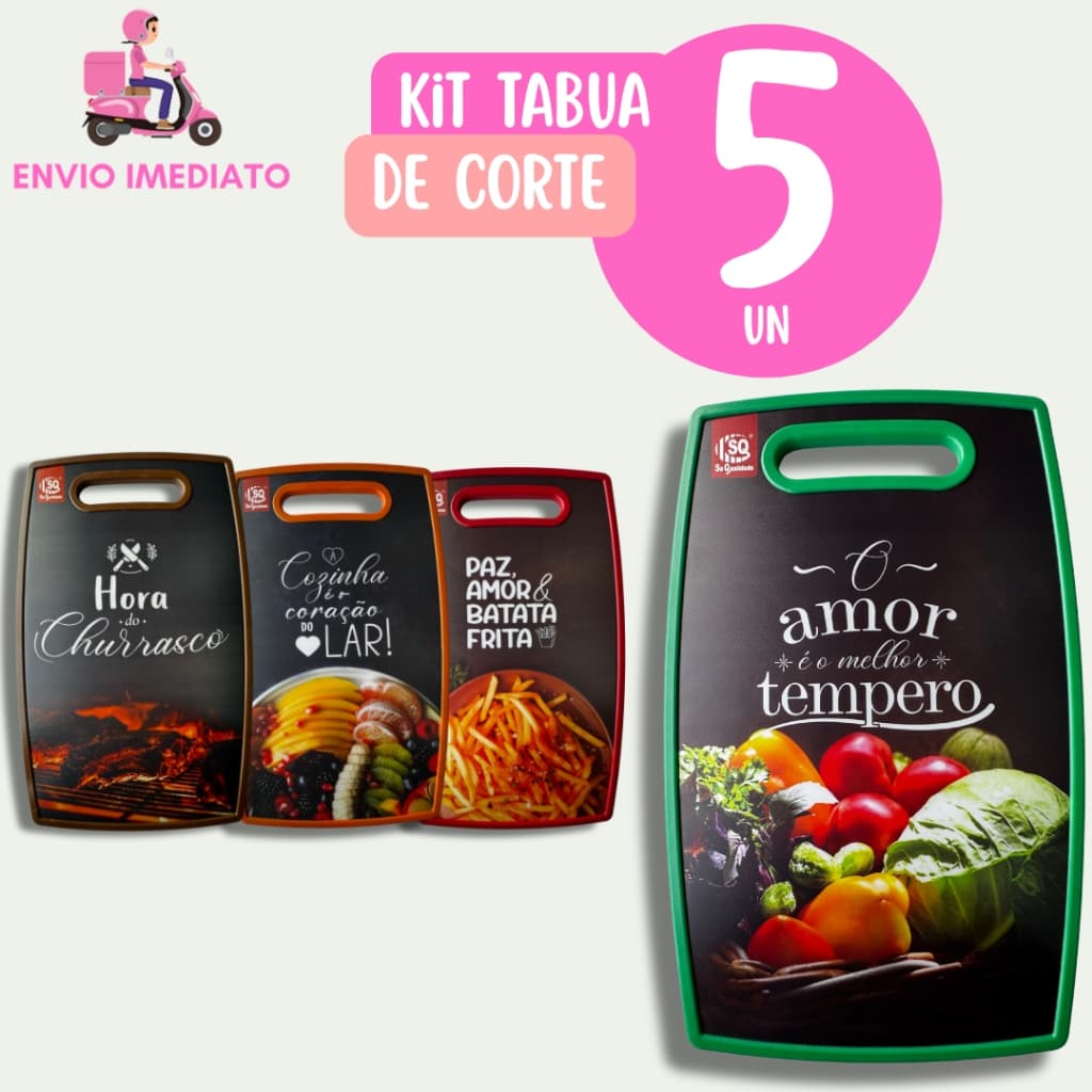 Kit 5 Tábuas de Corte Grande de Cozinha para Legumes Comida Carne Salada Para Churrasco Cozinha