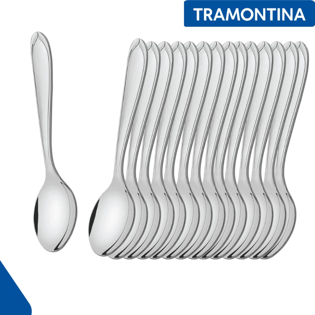 6 colheres de sobremesa laguna tramontina aço inox