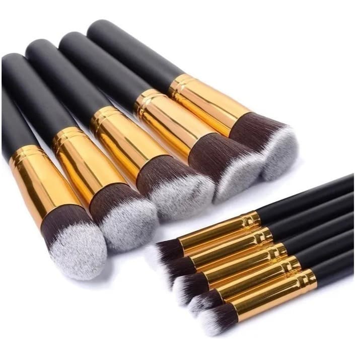 Kit 10 Pincéis Kabuki Profissional Make Up Blush - Original