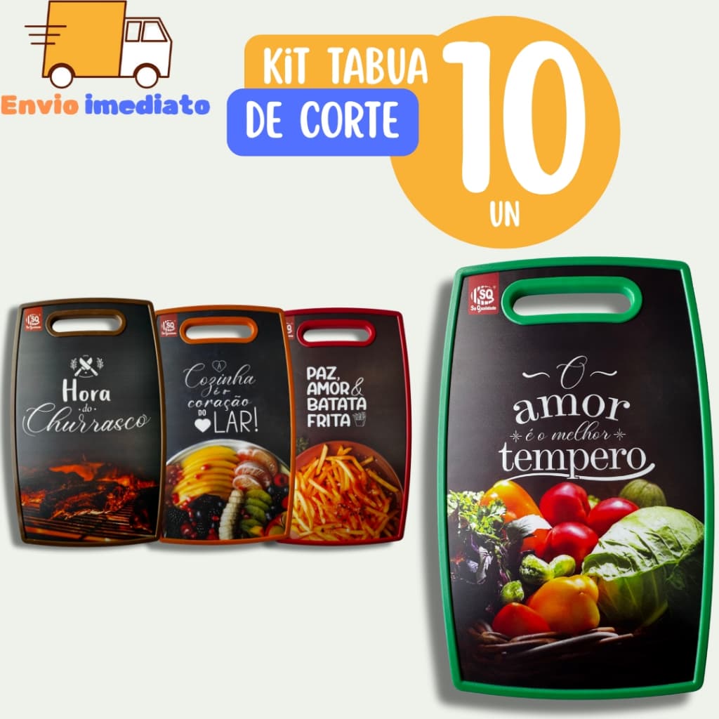 Kit 10 Tábuas de Corte Grande de Cozinha para Legumes Comida Carne Salada Para Churrasco Casa Cozinha