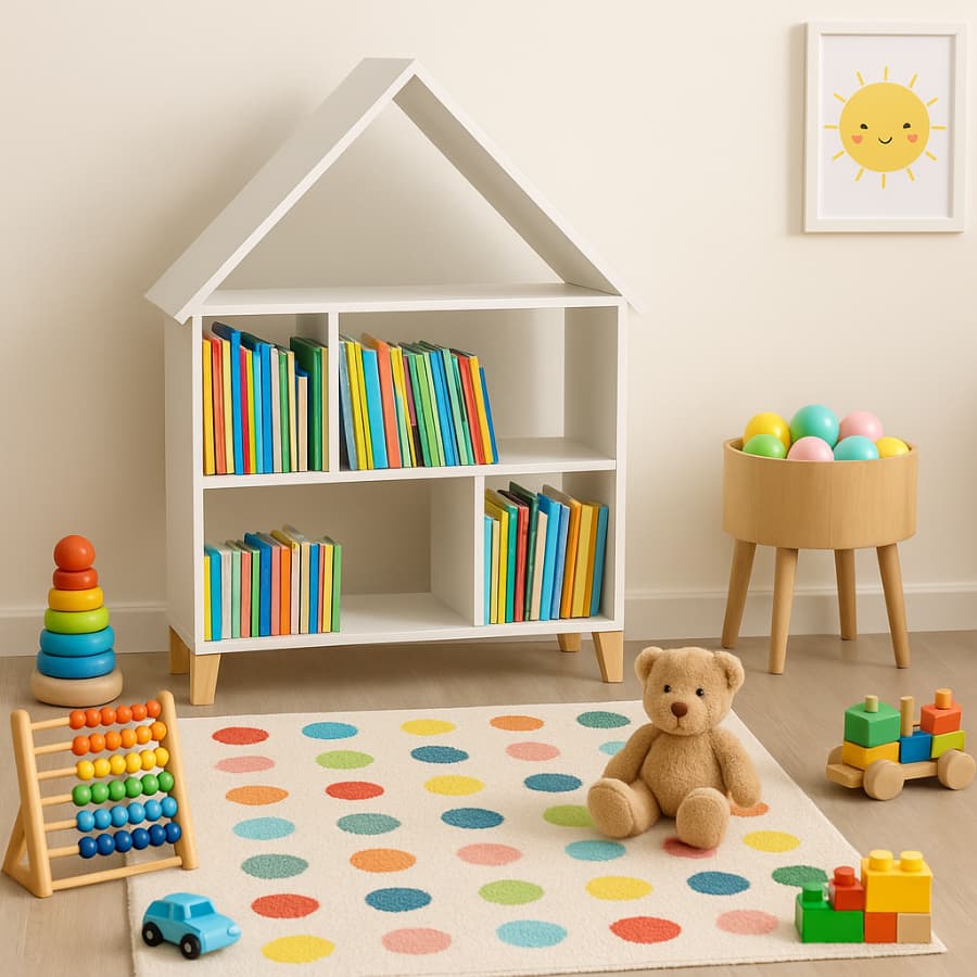 Casinha Infantil MDF Branco Casa Barbie Organizadora Prateleira Livros Brinquedos