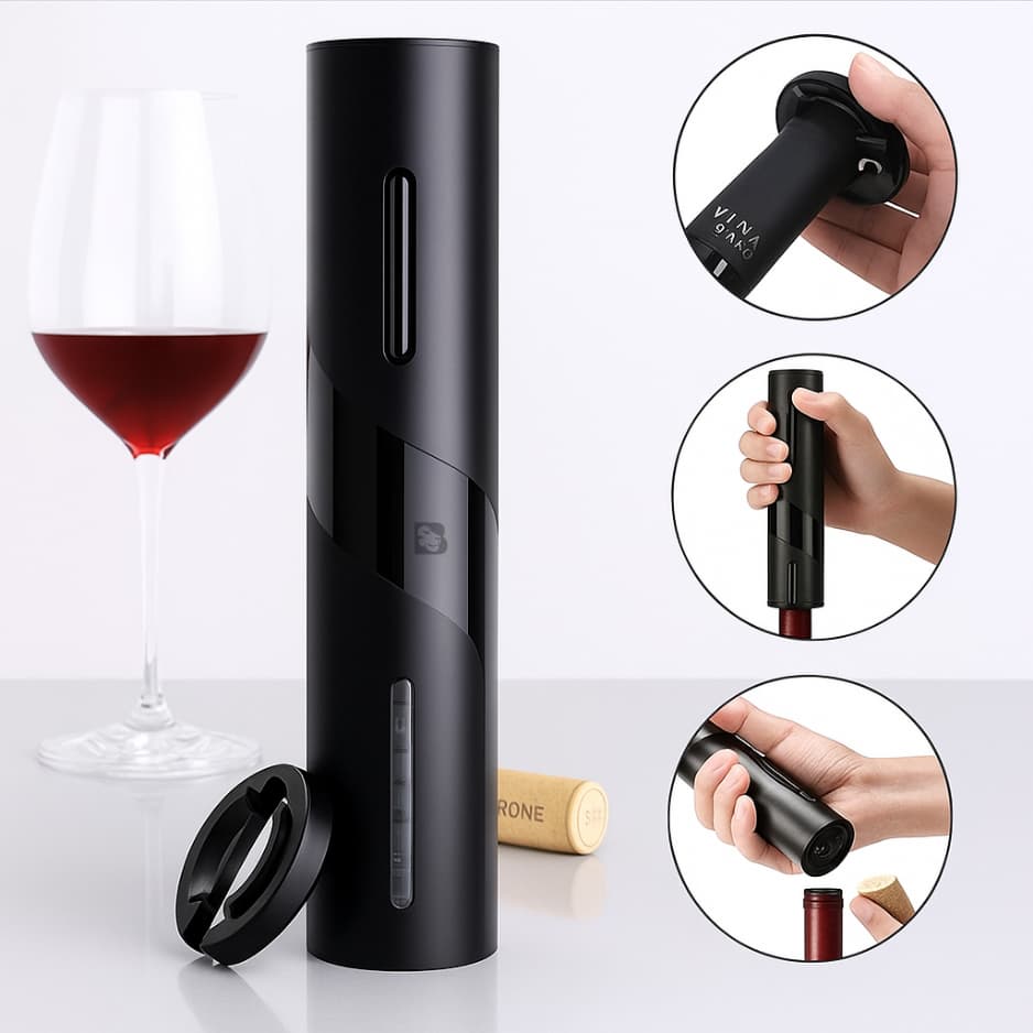 Saca Rolhas Elétrico À Pilha Com Cortador Abridor De Vinho Garrafa Automático Acessórios Vinho