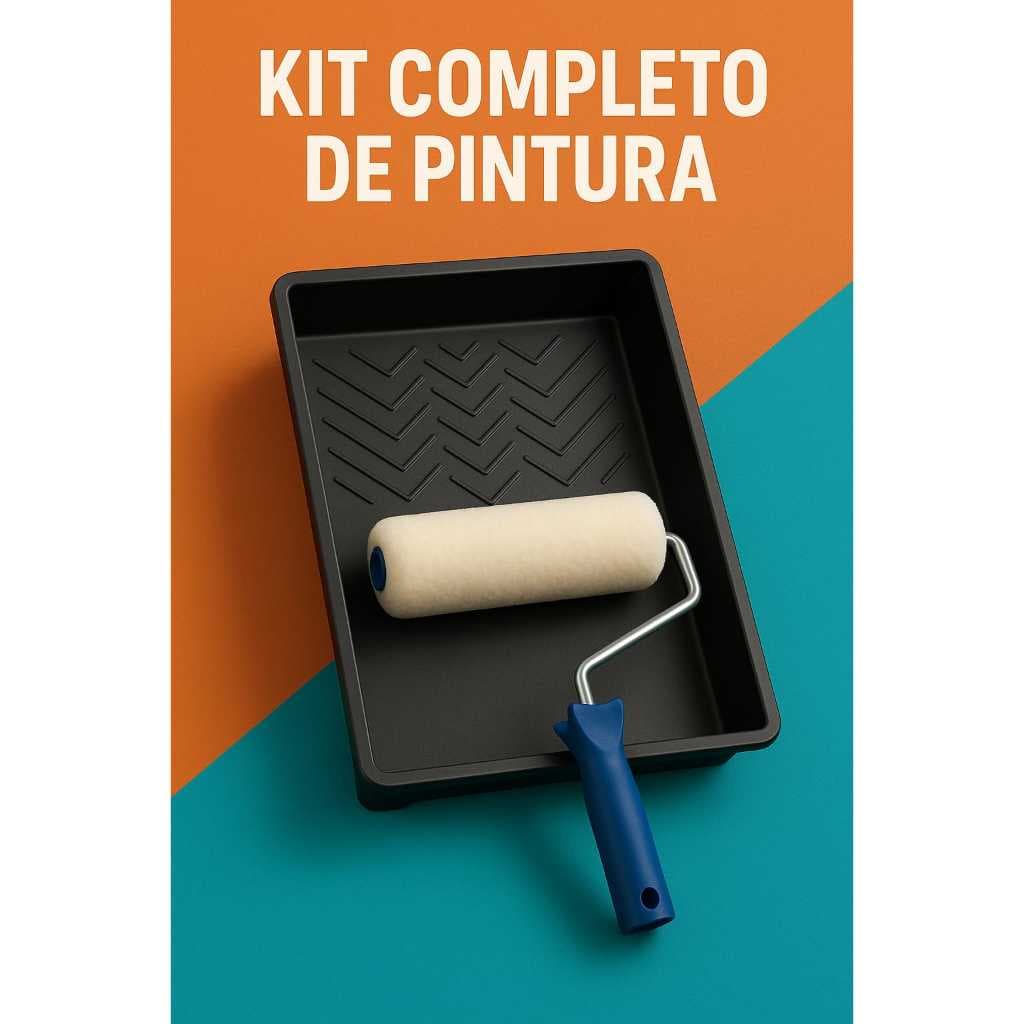 Kit Pintura Conjunto Multiuso 5 Pecas Rolo Pincel Bandeja