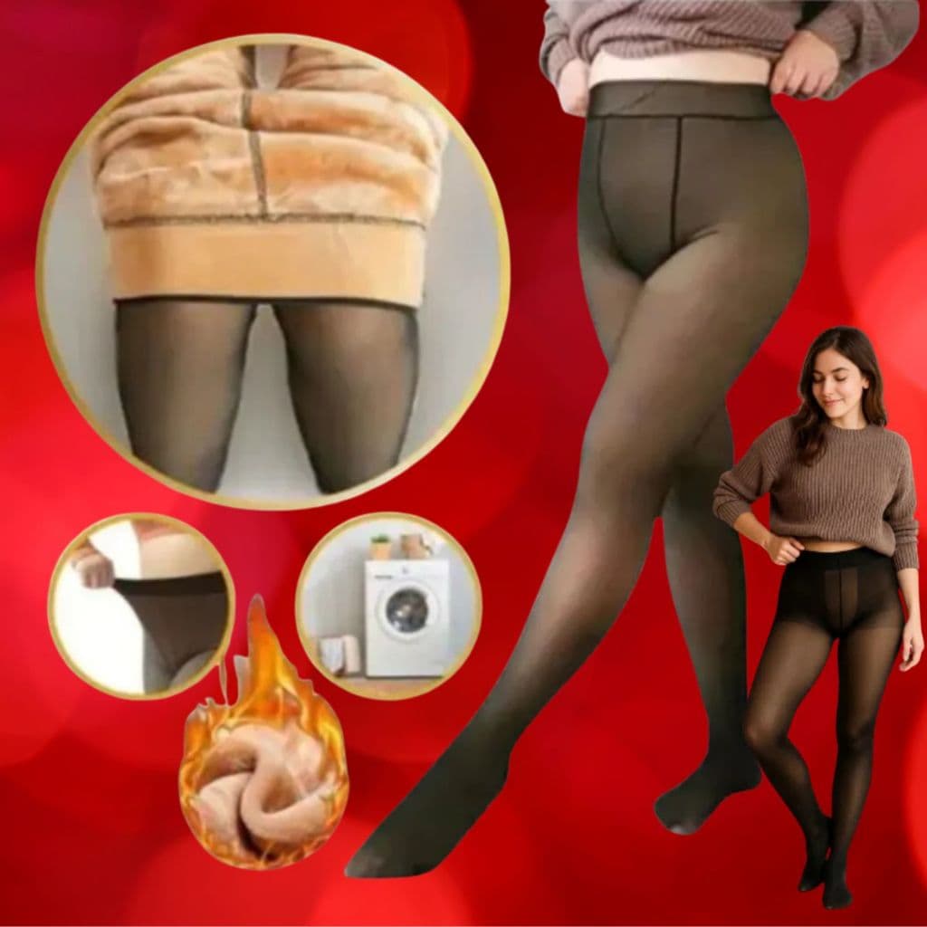 Calça Térmica Translúcida Aveludada Tamanho 32x99cm Marrom Feminina Segunda Pele Inverno Casual Frio