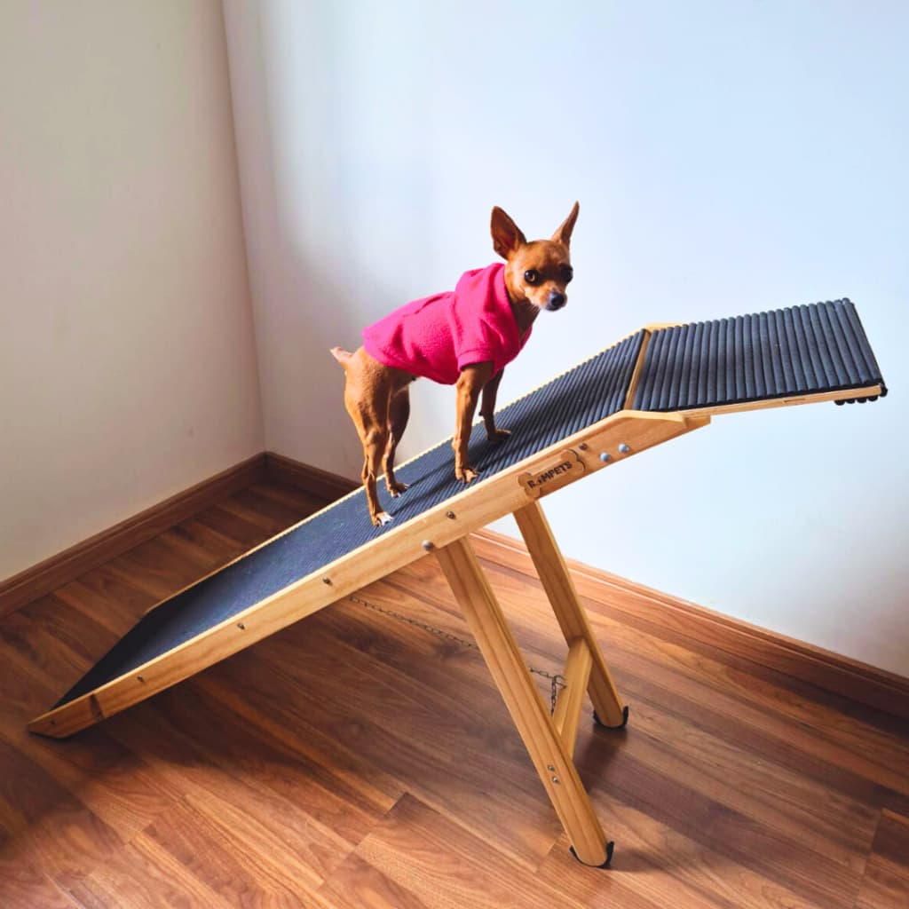 Rampa Para Camas / Top Plus 150 / Pé de Madeira / Regulável / Antiderrapante / 48 à 75cm de Altura Cachorro Gatos