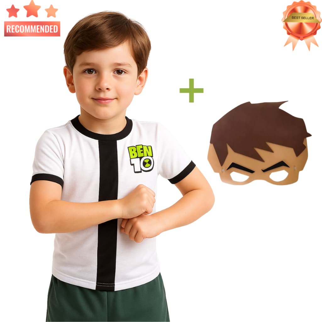 Fantasia Infantil Roupa Ben 10 Com Máscara- Envio Imediato