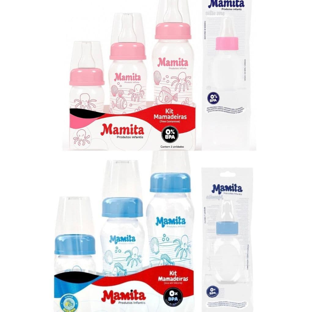 Kit 3 Mamadeiras Infantil 80 150 e 240ml + Brinde Chuquinha 60ml - bico de Silicone