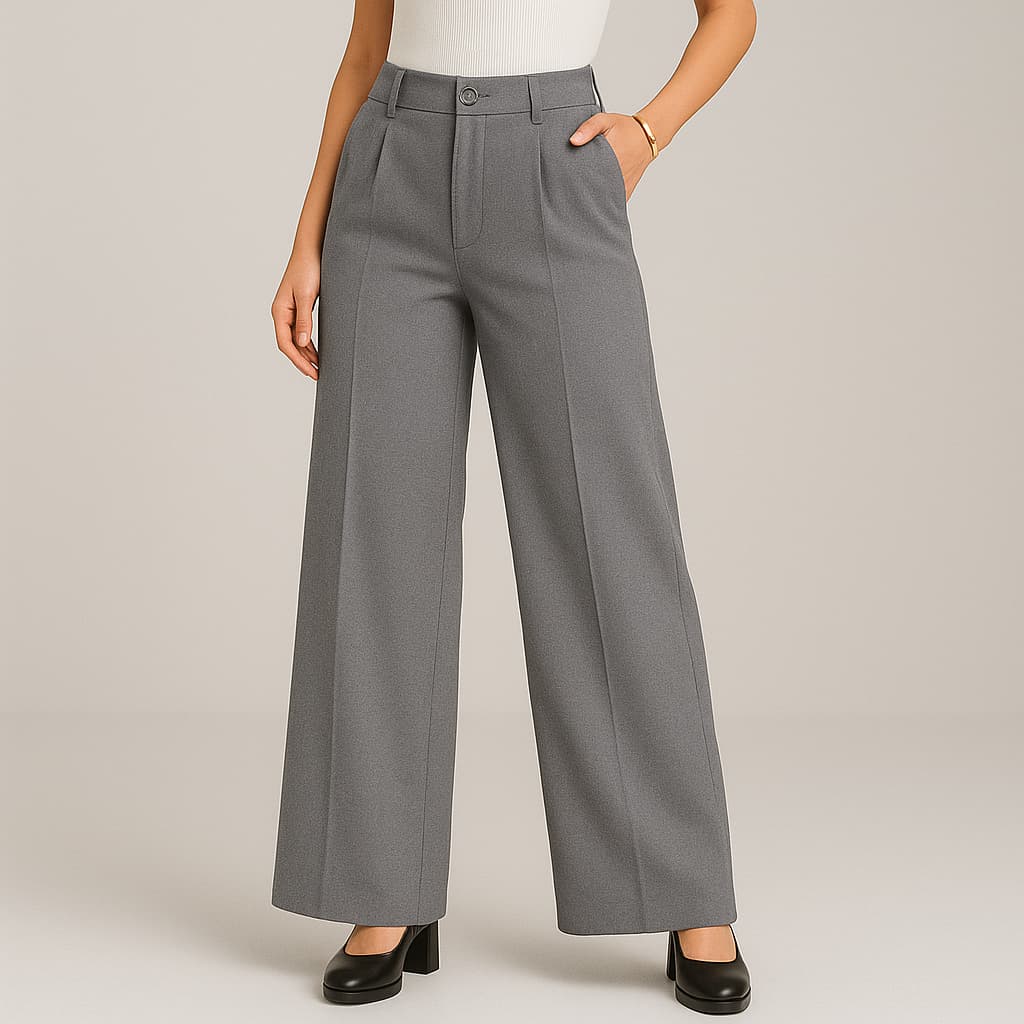Calça Social Feminina Pantalona Wide Leg Reta Alfaiataria P Ao Gg Casual Dois Bolsos Zíper Botão Elegante Premium Luxo