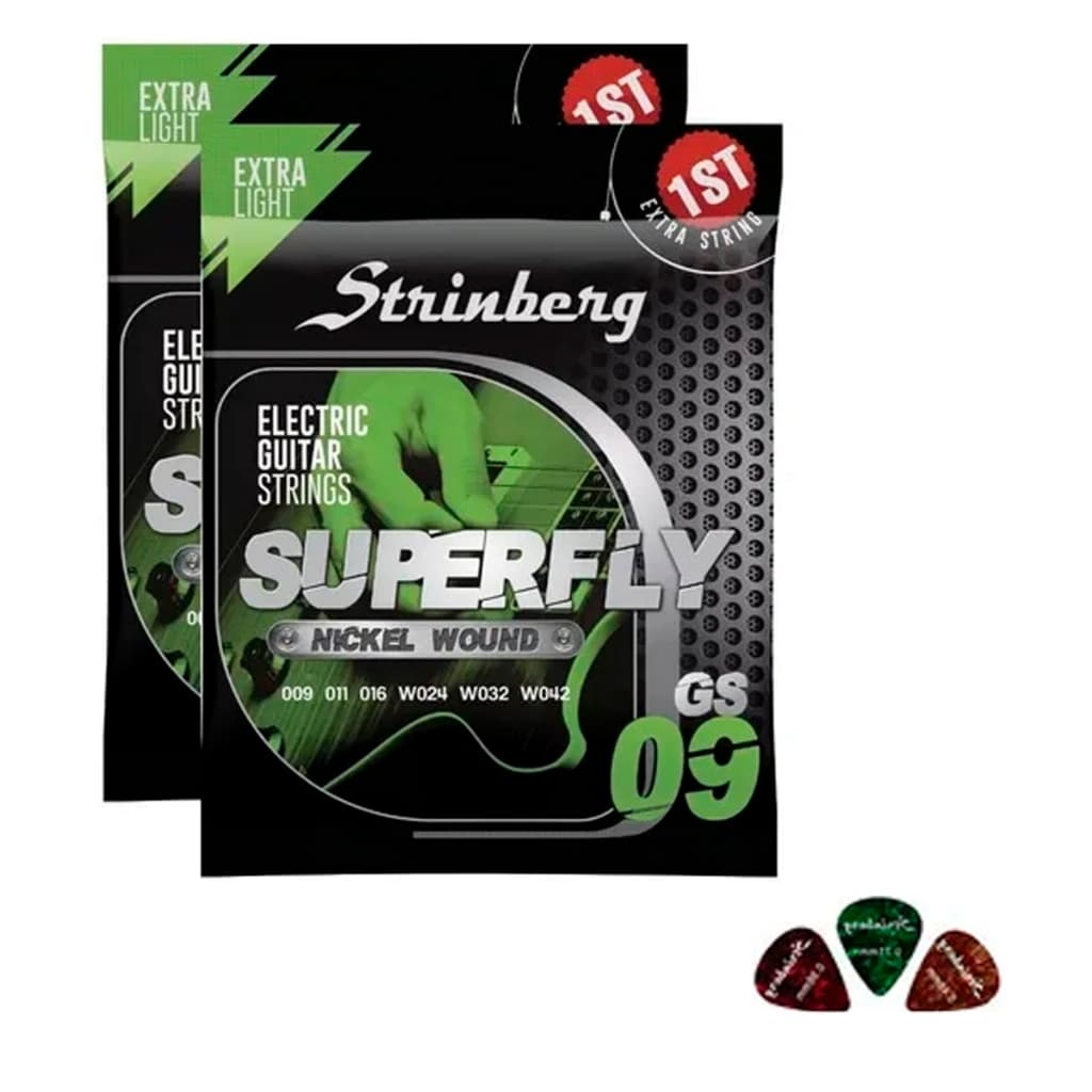 Kit 2 Encordoamento Strinberg Para Guitarra Gs09 - 6 Cordas