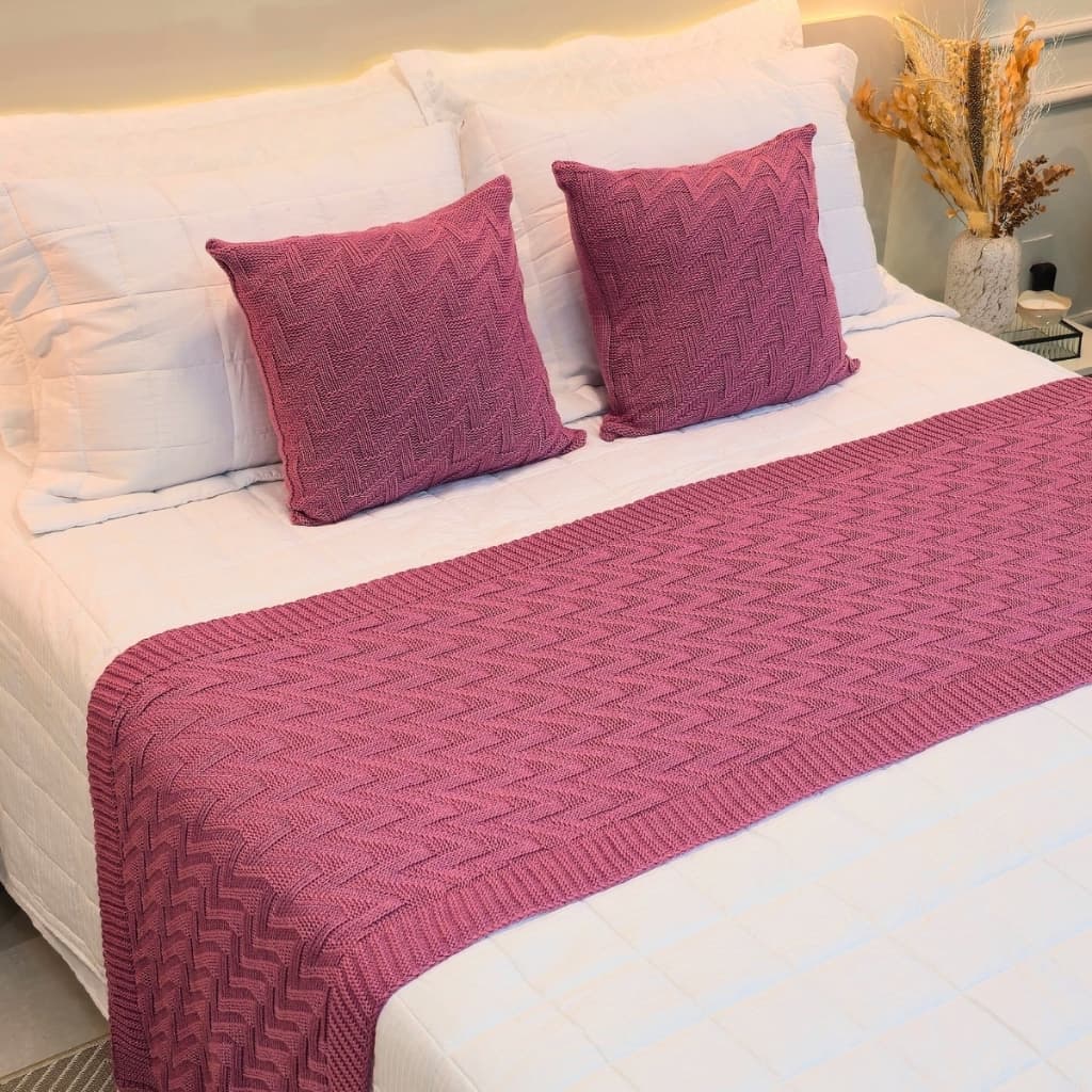 Peseira Manta Tricot Sofá Cama Casal Queen Ondulê Home Decor - SOMENTE A PESEIRA