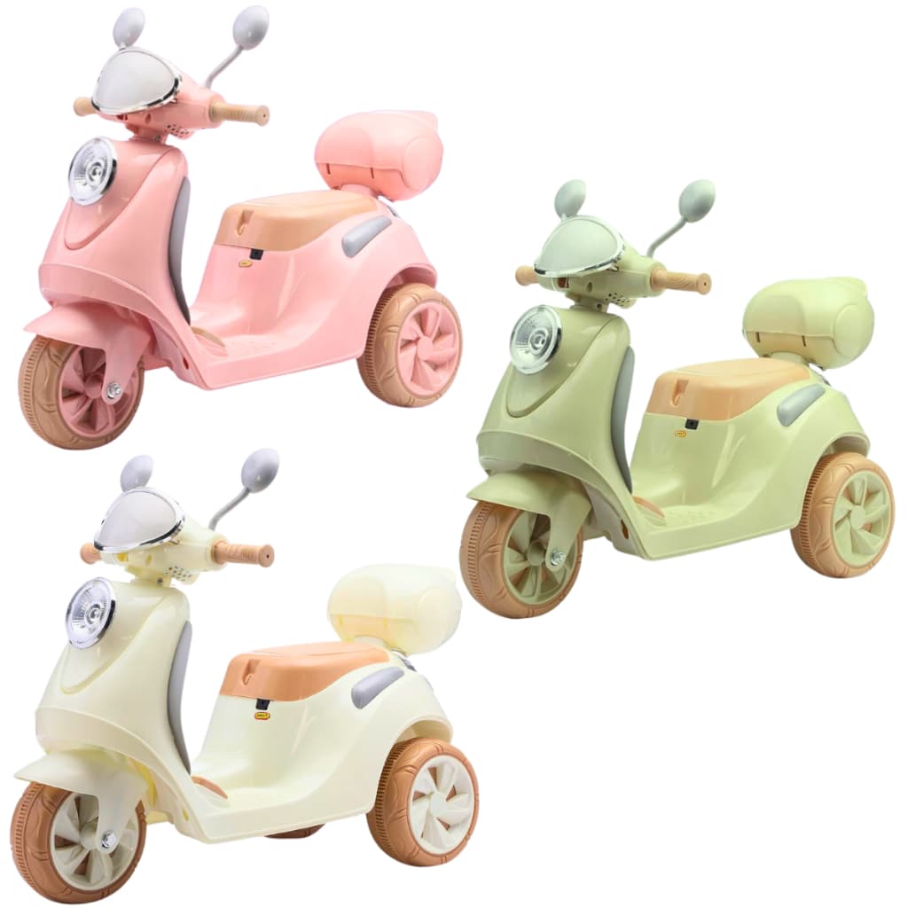 Mini Moto Motinho Motoca Scooter Elétrica Infantil Vespa 6V Luz Som Música Menina Criança Retro