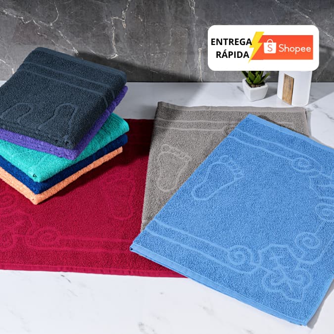 Kit 05 Toalhas de Piso para Banheiro Pezinho Saída de Box 45cm x 70cm 100% Algodão Laune Haus