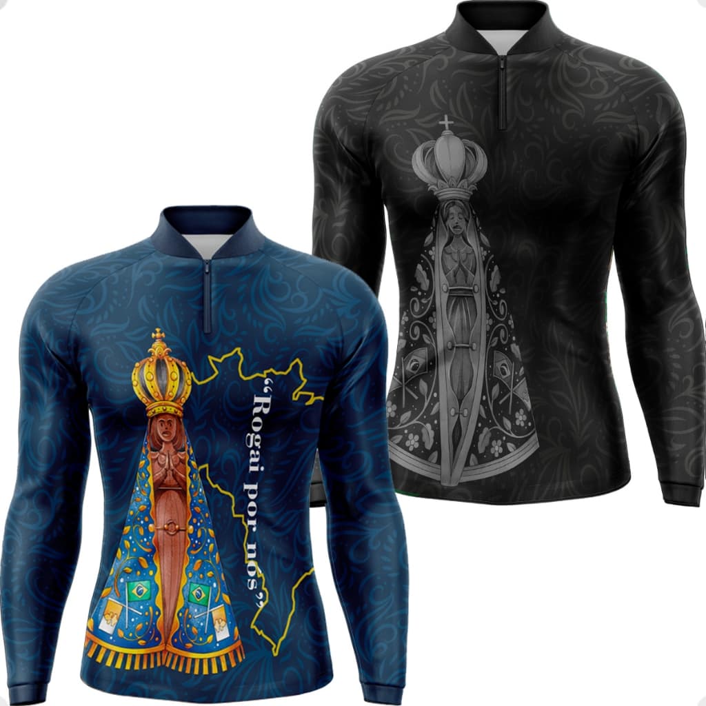 Kit 2 Camisa Pesca Nossa Senhora Proteção Solar Tecido Bom