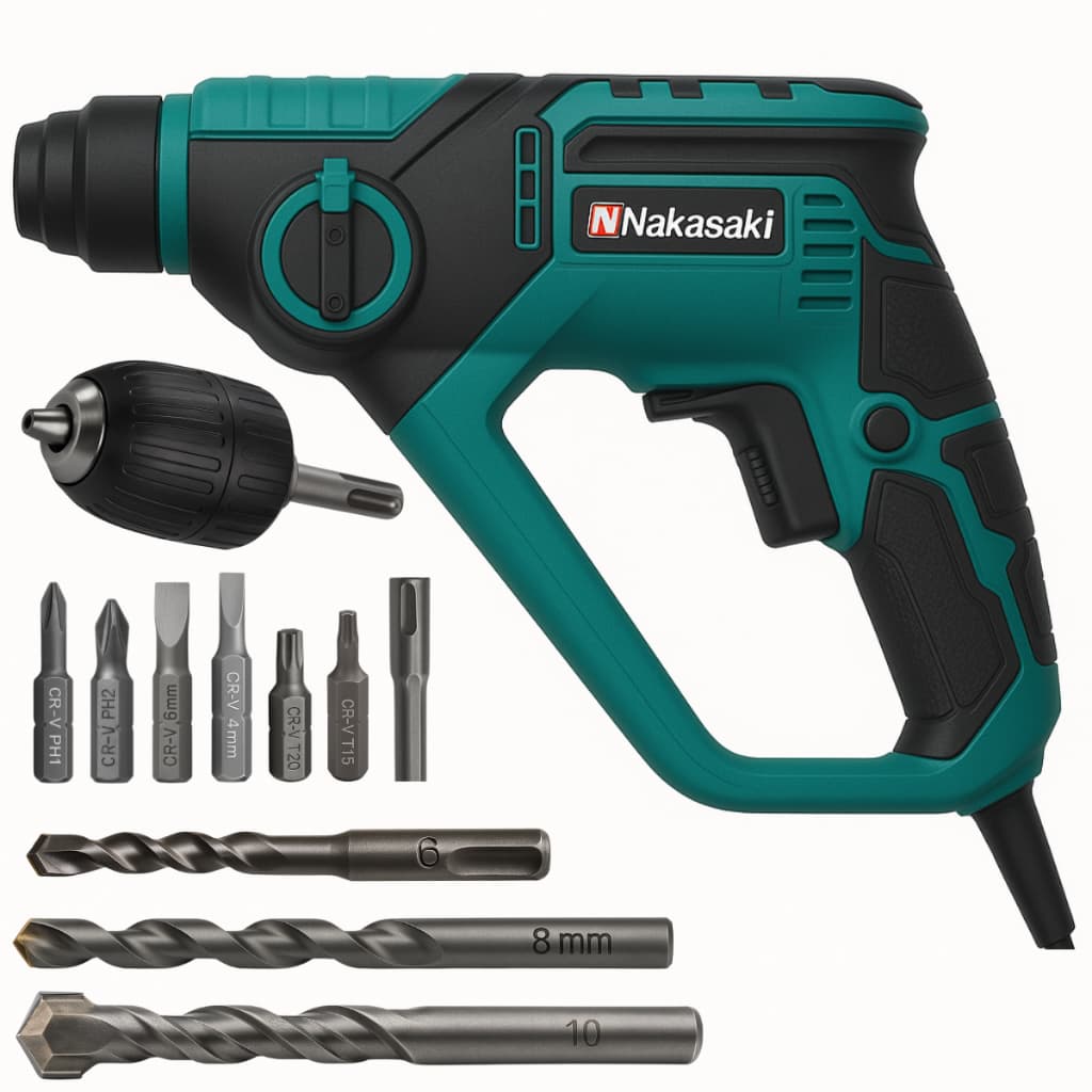 Furadeira de Impacto Nakasaki 1000W – Reversível, Velocidade Variável e Empunhadura Ergonômica