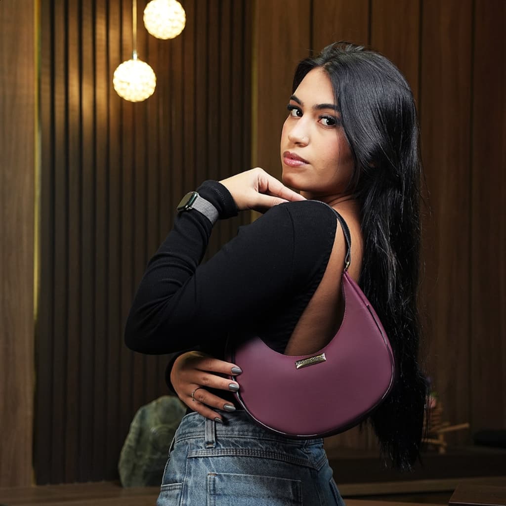 Bolsa Feminina Versatil Moderna Baguete Meia Lua Elegante