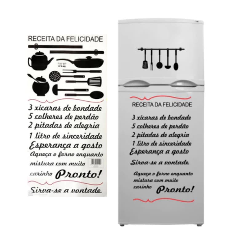 Adesivo Decorativo Receita da Felicidade 54x27 cm