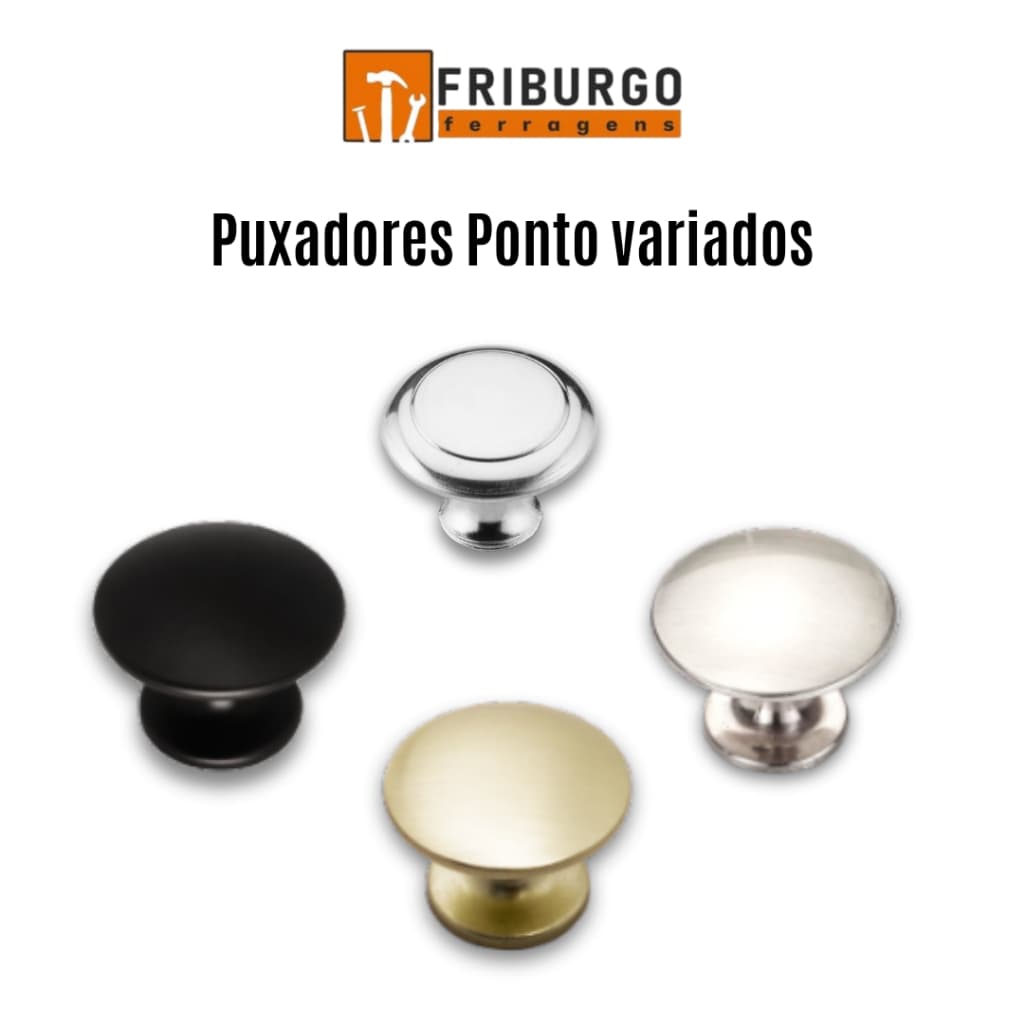Puxador ponto - PRETO | PRATA | DOURADO | NÍQUELADO VINTAGE (de 1 á 3 unidades)