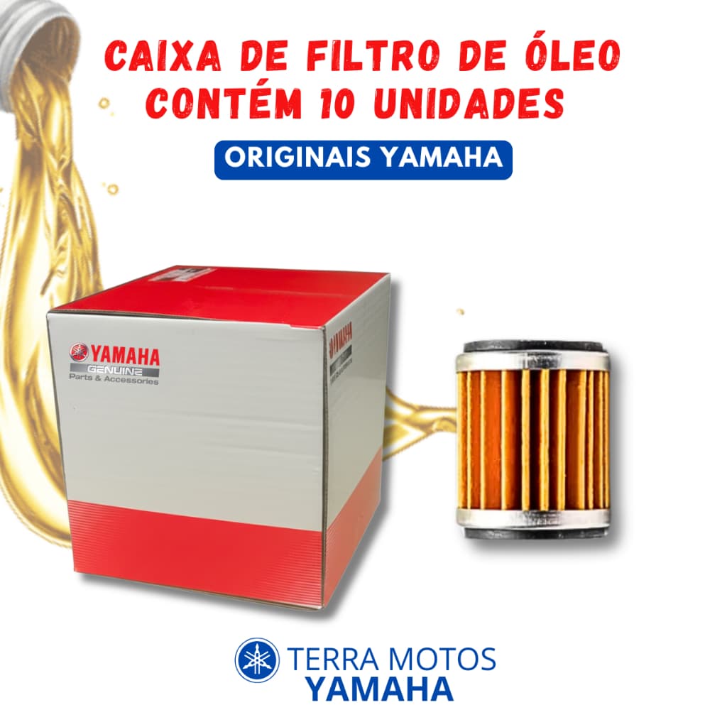 Caixa com 10 Filtros de Óleo Originais Yamaha Fazer 250 I FZ25 I Lander 250